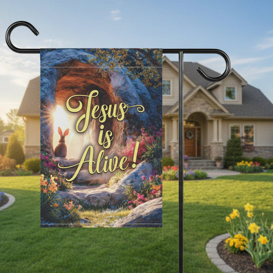 Easter Garden Flag, Jesus Is Alive, Christian flag, Religious Outdoor Decor