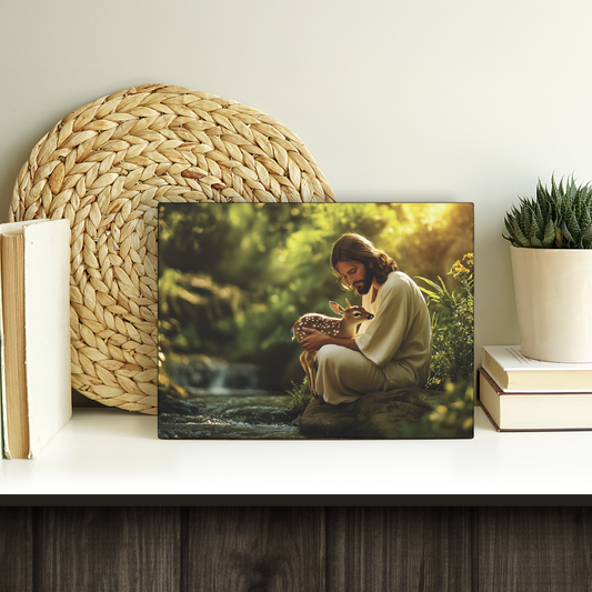 Joyful Silence - Jesus with Fawn Matte Canvas (Multi-Size)