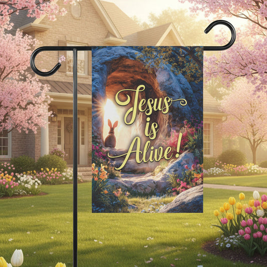 Easter Garden Flag, Jesus Is Alive, Christian flag, Religious Outdoor Decor