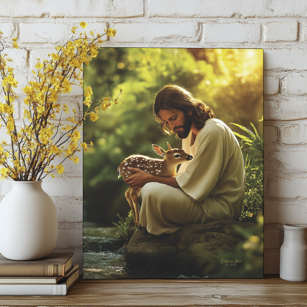 Joyful Silence - Jesus with Fawn Matte Canvas (Multi-Size)