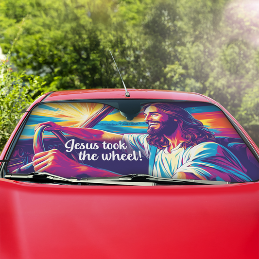 'Jesus Took the Wheel' Car Sun Shade