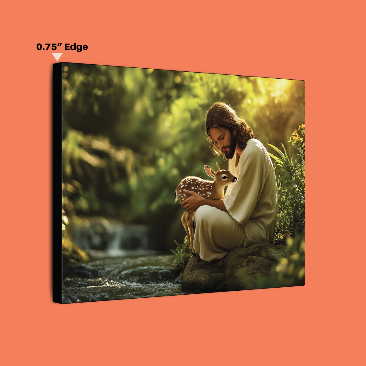 Joyful Silence - Jesus with Fawn Matte Canvas (Multi-Size)