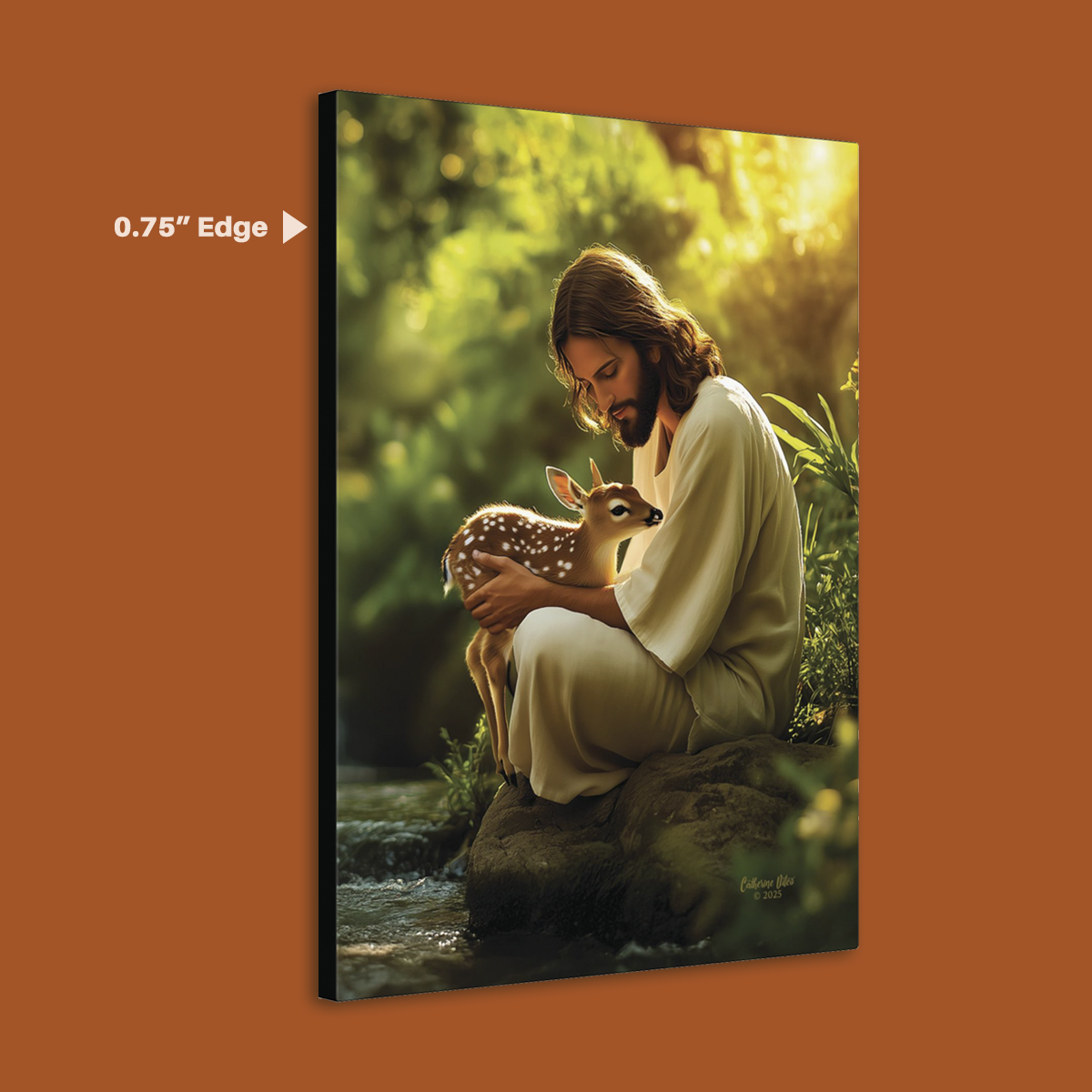 Joyful Silence - Jesus with Fawn Matte Canvas (Multi-Size)
