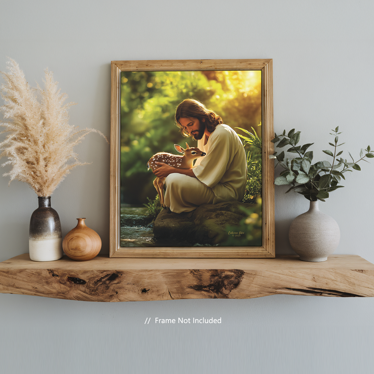 Joyful Silence - Jesus with Fawn Matte Canvas (Multi-Size)