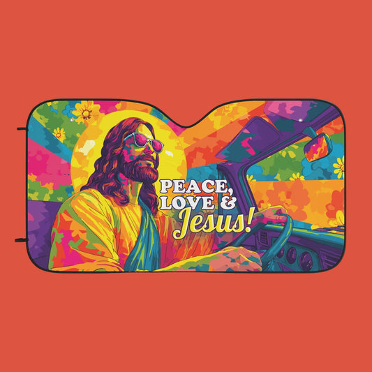 'Peace, Love & Jesus' Car Sun Shade