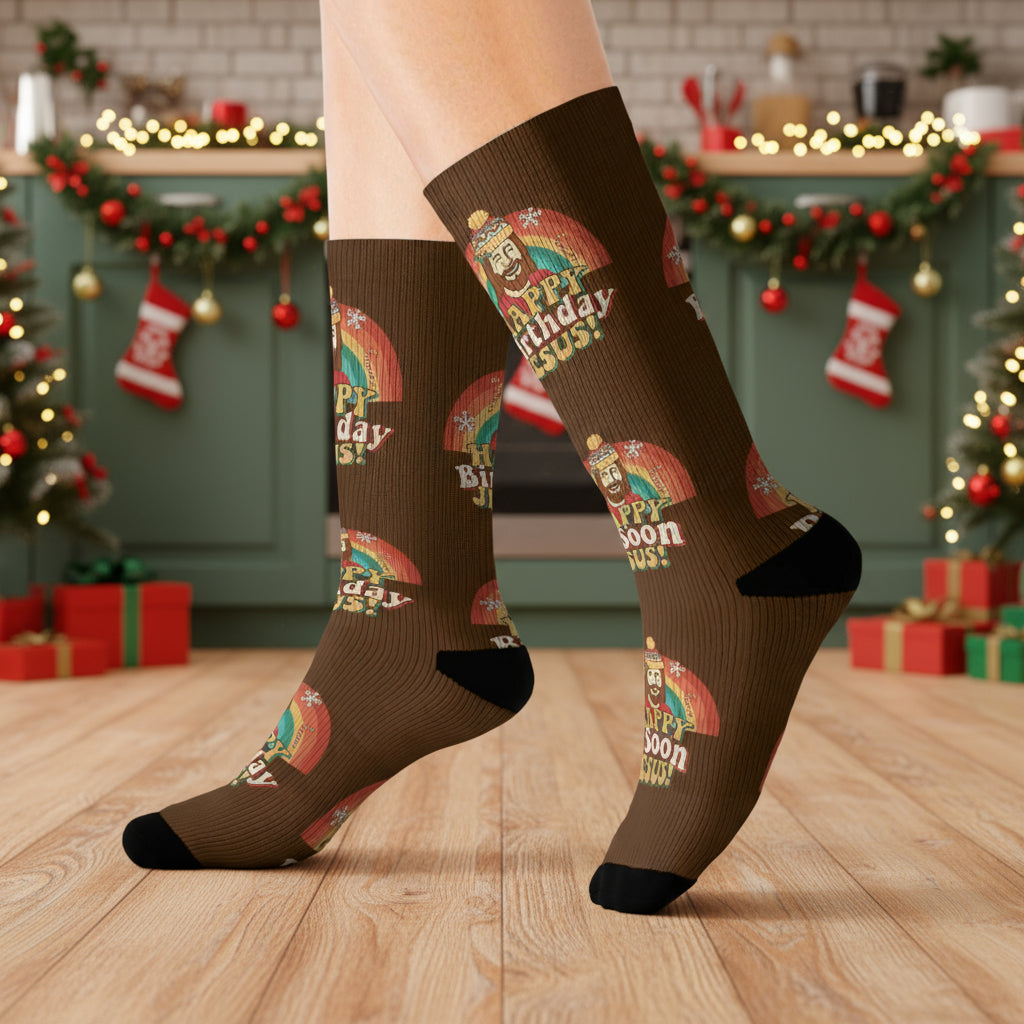 "Happy Birthday Jesus!" Crew Socks